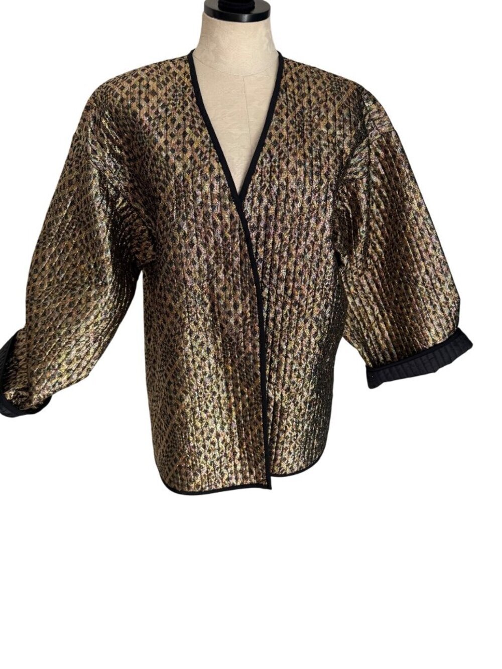Da Rue for Neil's Apparel Womens Quilted Metallic Jacket Size L/XL Multicolor